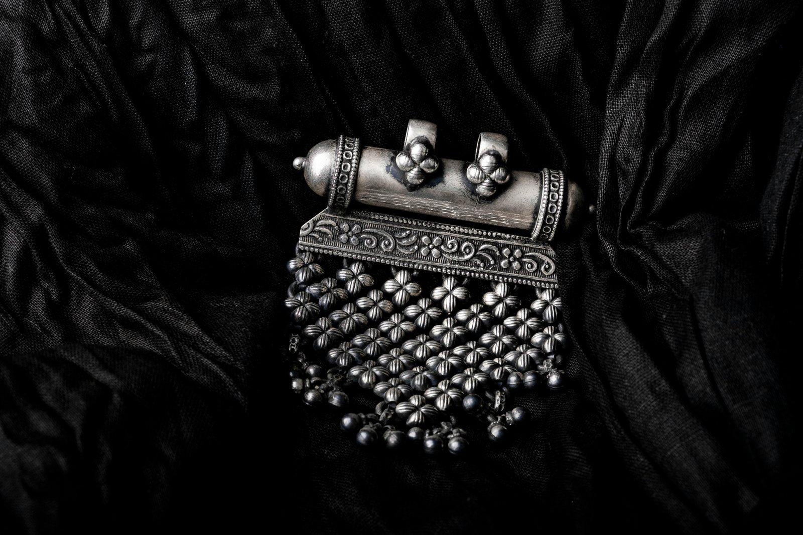 Silver necklace detail